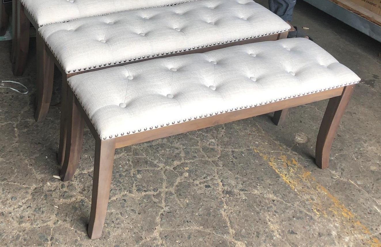 white fabric bench