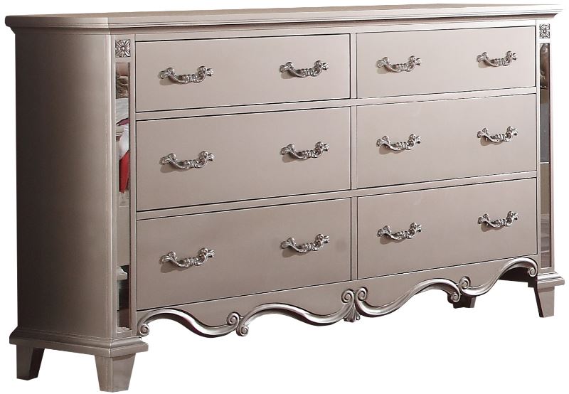 beige and silver dresser