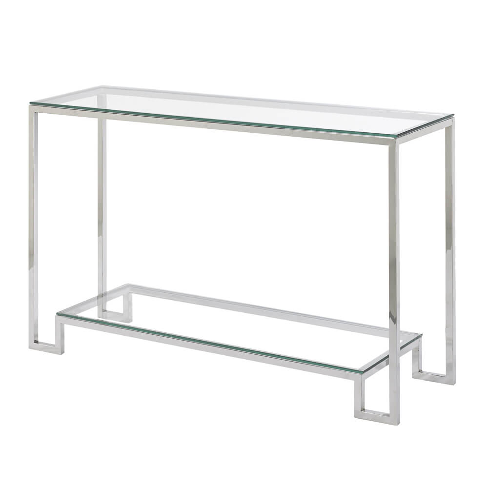 silver glass console table