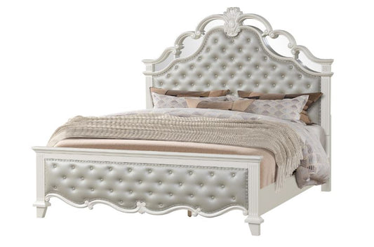 pearl white platform bed