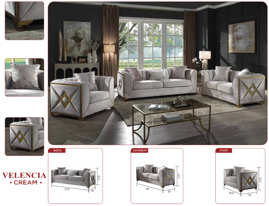 cream fabric sofa set