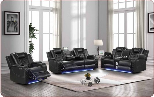 black leather recliner sofa set