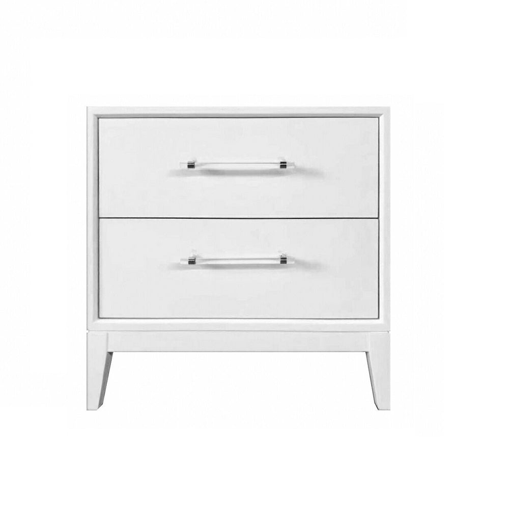 white bedside table