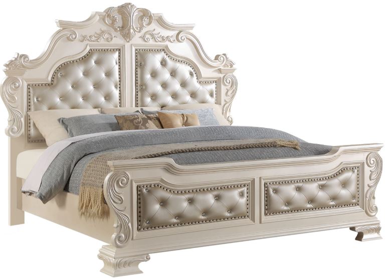 pearl white platform bed