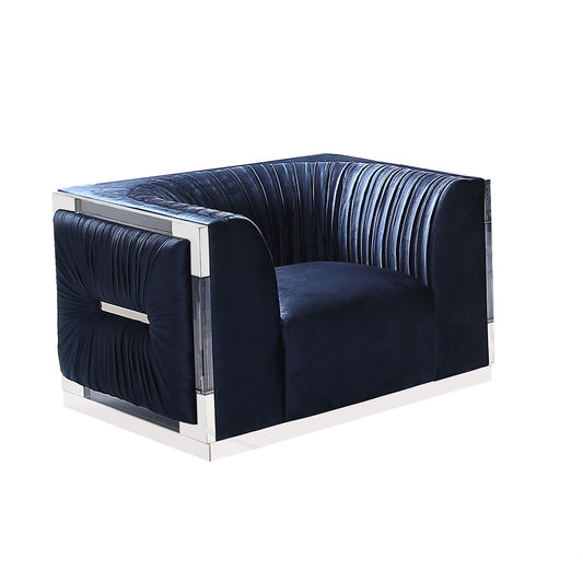 blue fabric accent chair