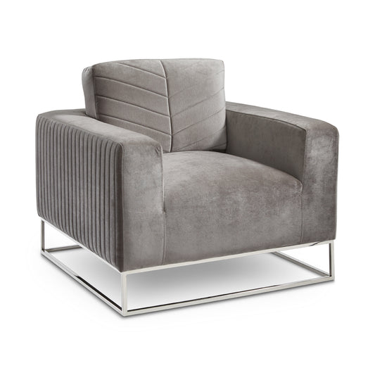 grey fabric accent chair 