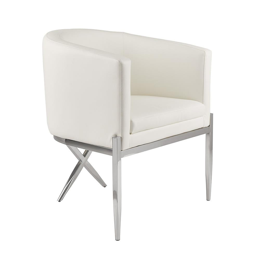 white leather accent chair