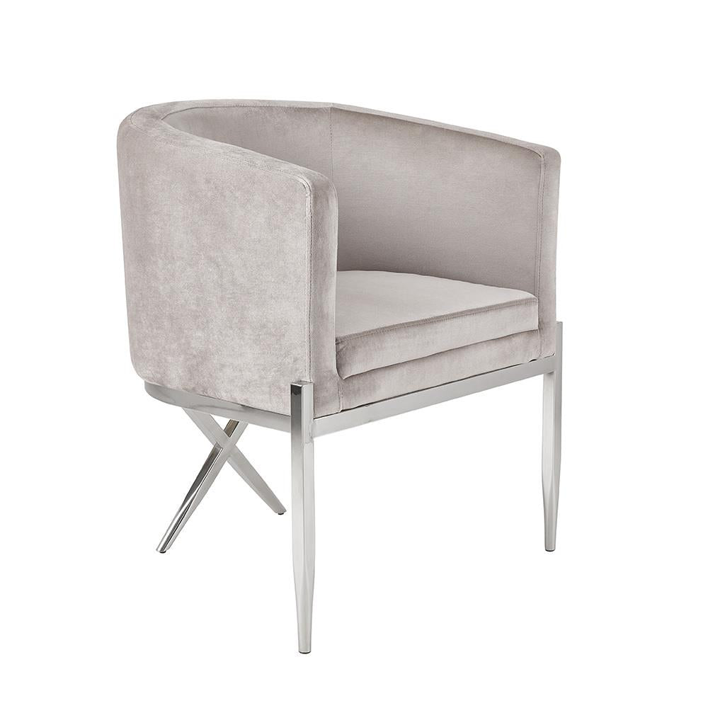 grey velvet accent chair