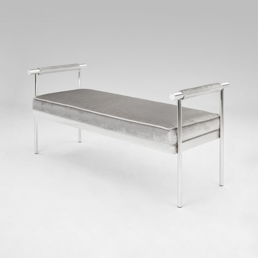 grey fabric bench