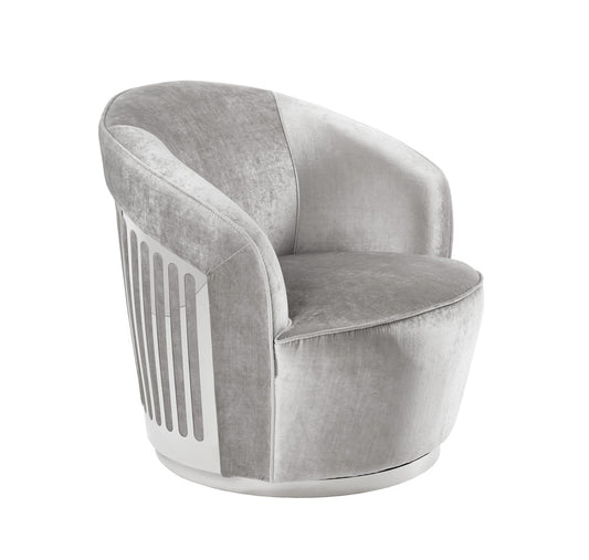 grey&silver fabric accent chair