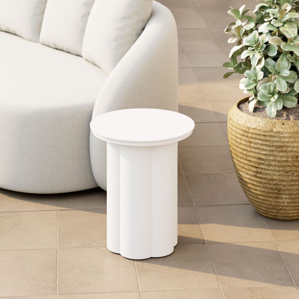 white outdoor side table