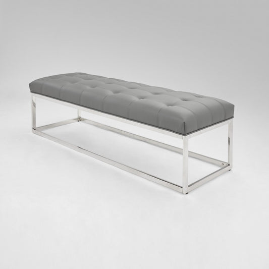 grey leather bench