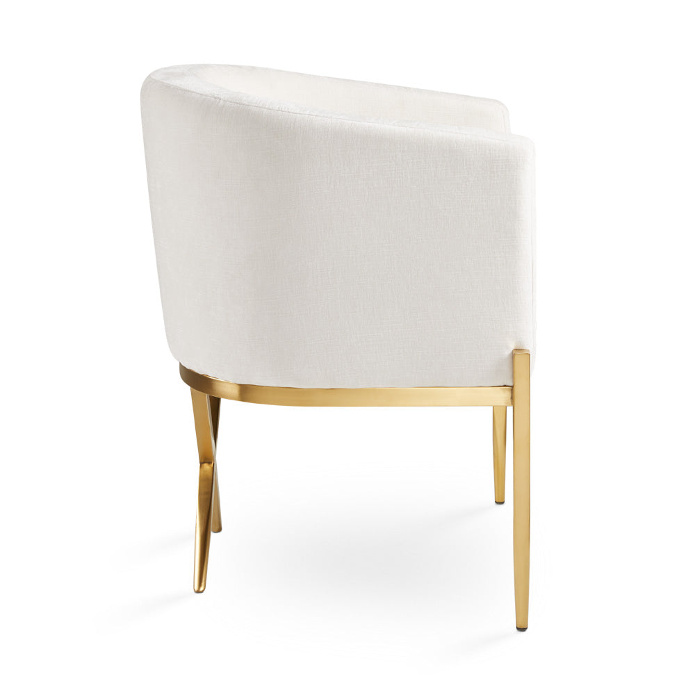 white fabric accent chair