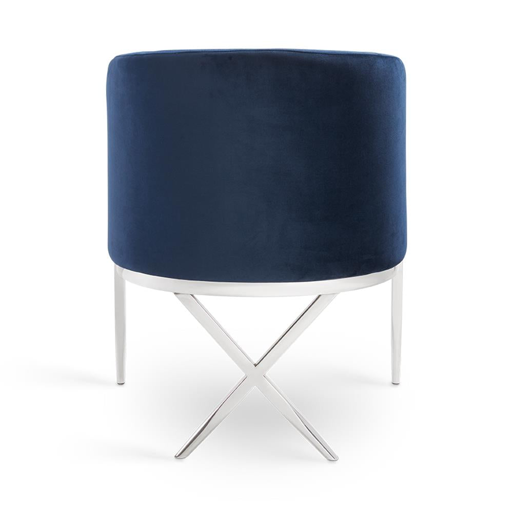 blue fabric accent chair