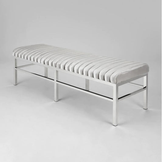 grey fabric bench