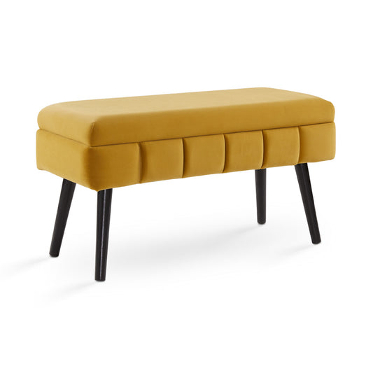 yellow fabric bench