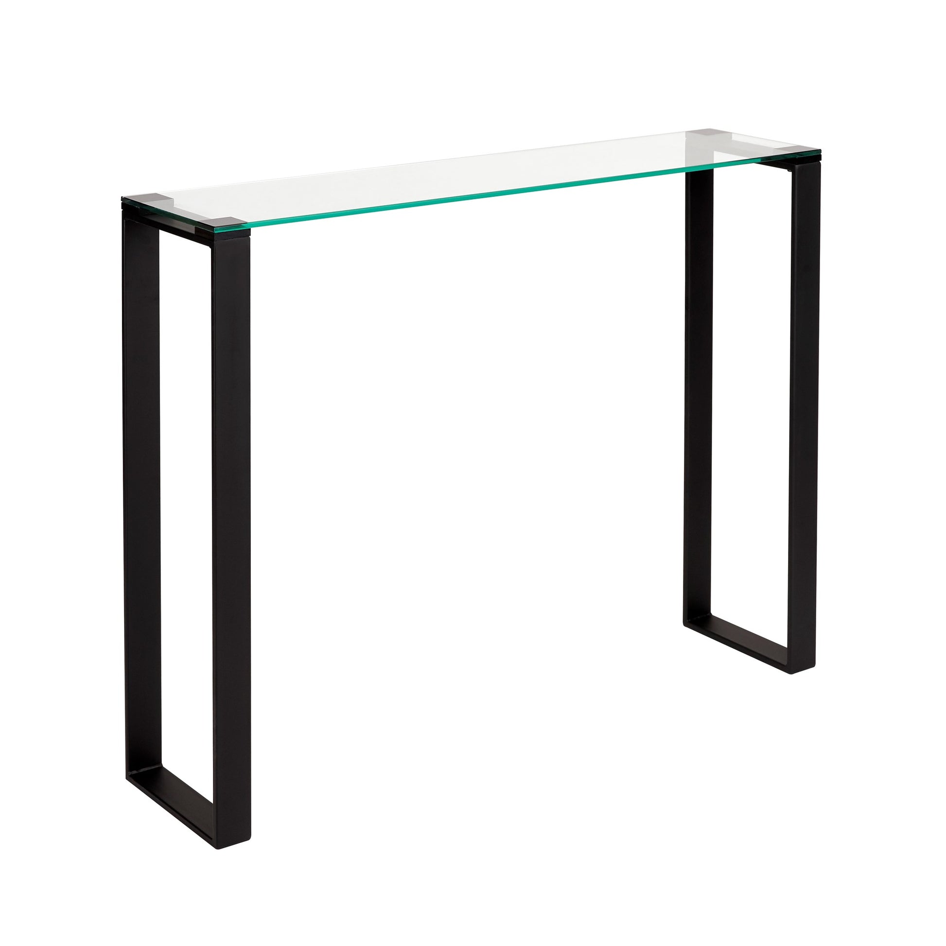 black glass console table