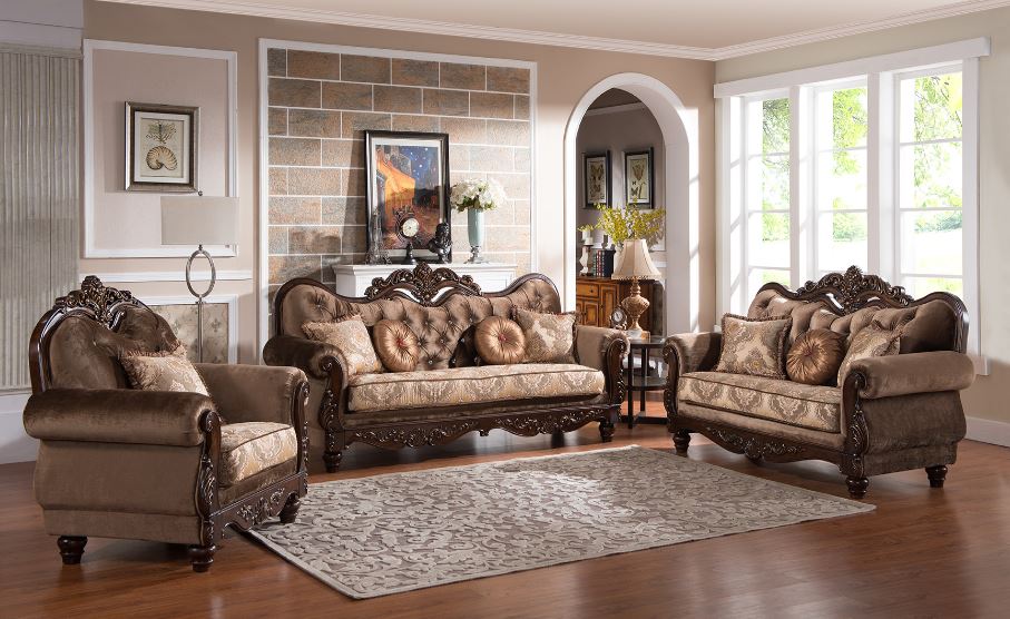 brown fabric premium sofa set