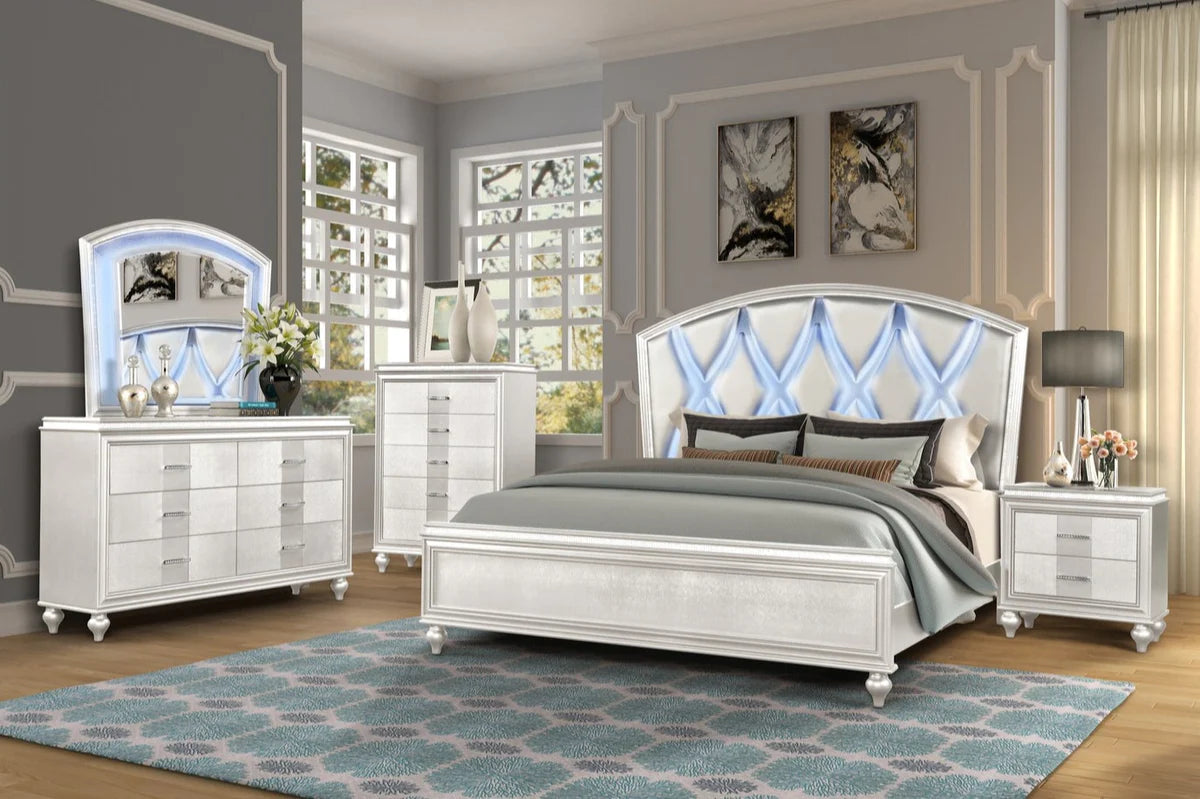 white wooden bedroom set