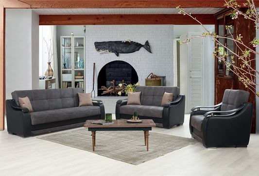 grey leather sofa set