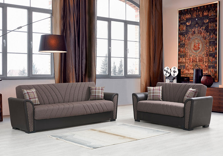 brown fabric sofa set