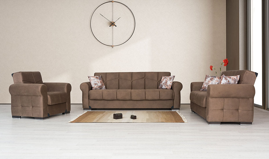 brown fabric sofa set