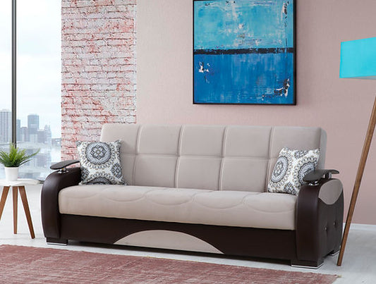 beige leather sofa