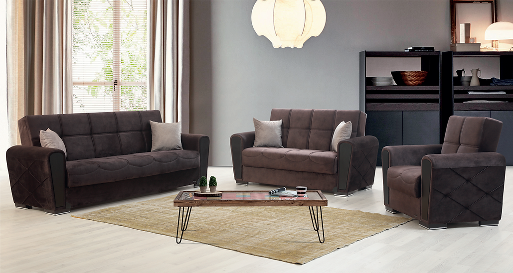 brown fabric sofa set