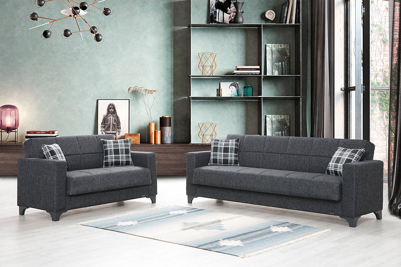 dark grey fabric sofa set