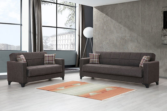 brown fabric sofa set