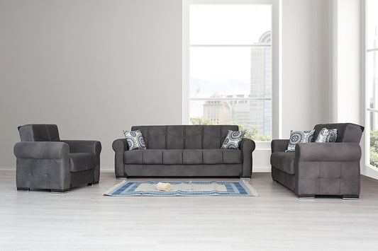 dark  grey fabric sofa set