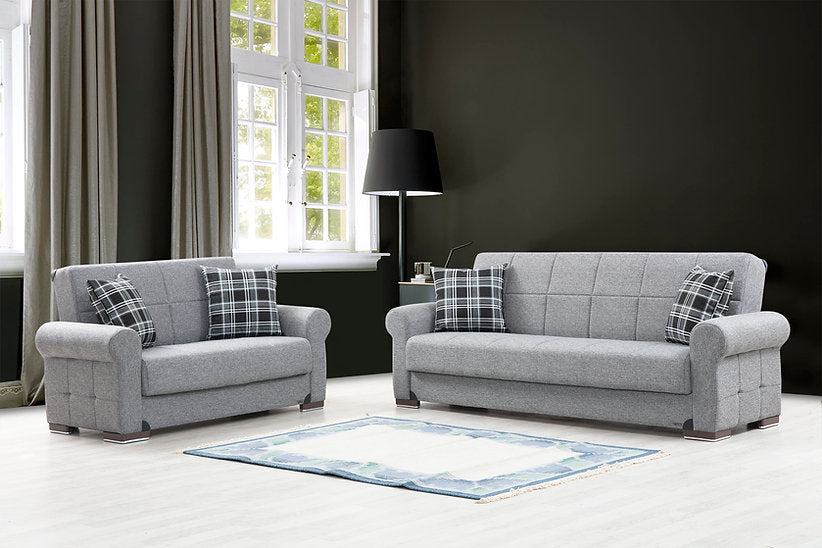 grey fabric sofa set