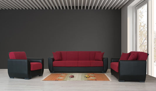 black&red leather sofa set