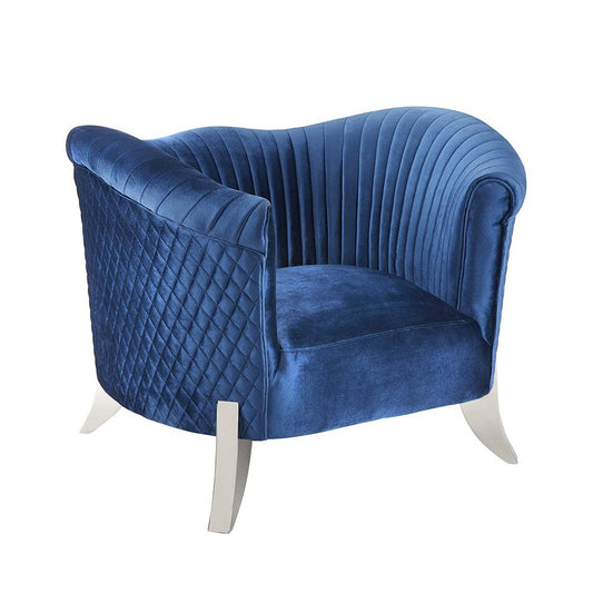 blue fabric accent chair