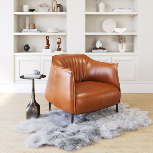 brown leather accent chair