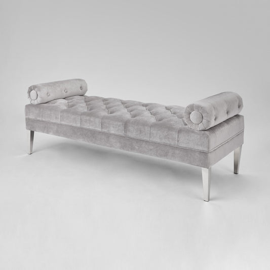 grey fabric bench