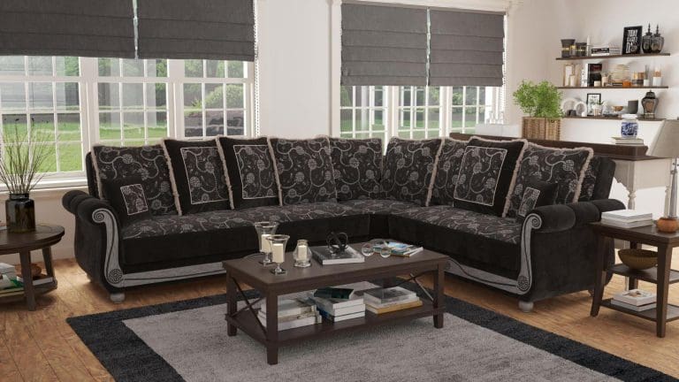 black fabric sofa sectional