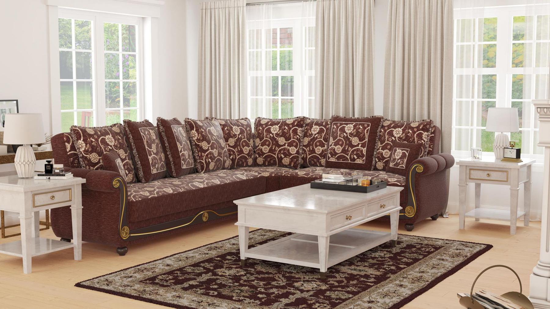 brown fabric sofa sectional