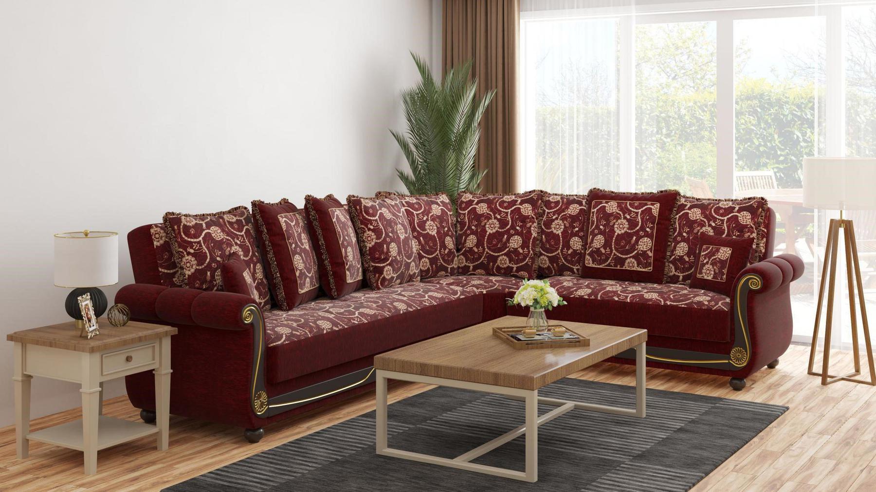 burgundy fabric sofa sectional
