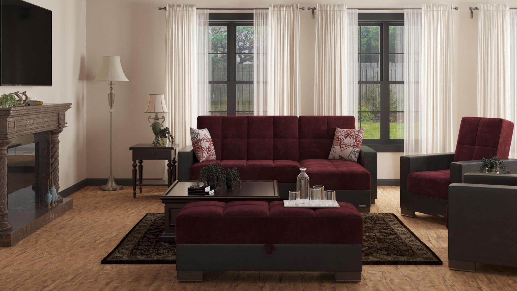 burgundy fabric sofa sectional