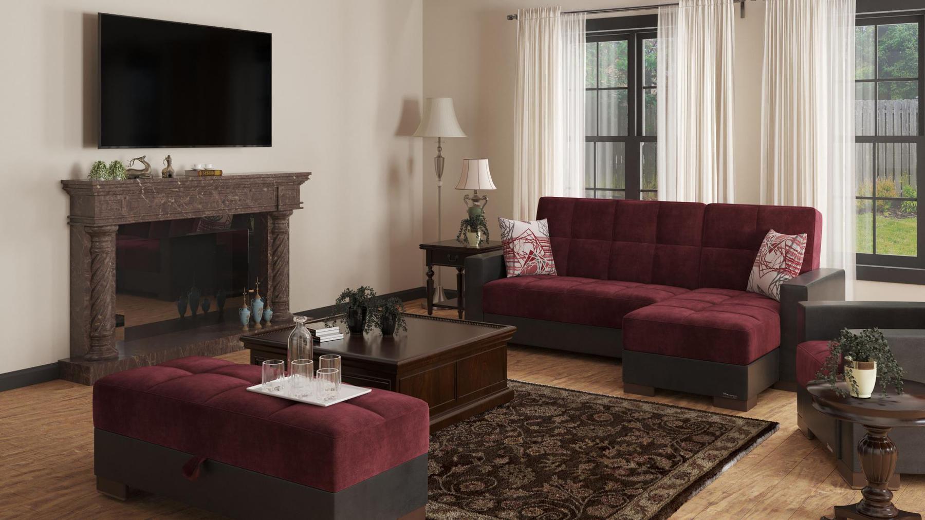 burgundy sofa