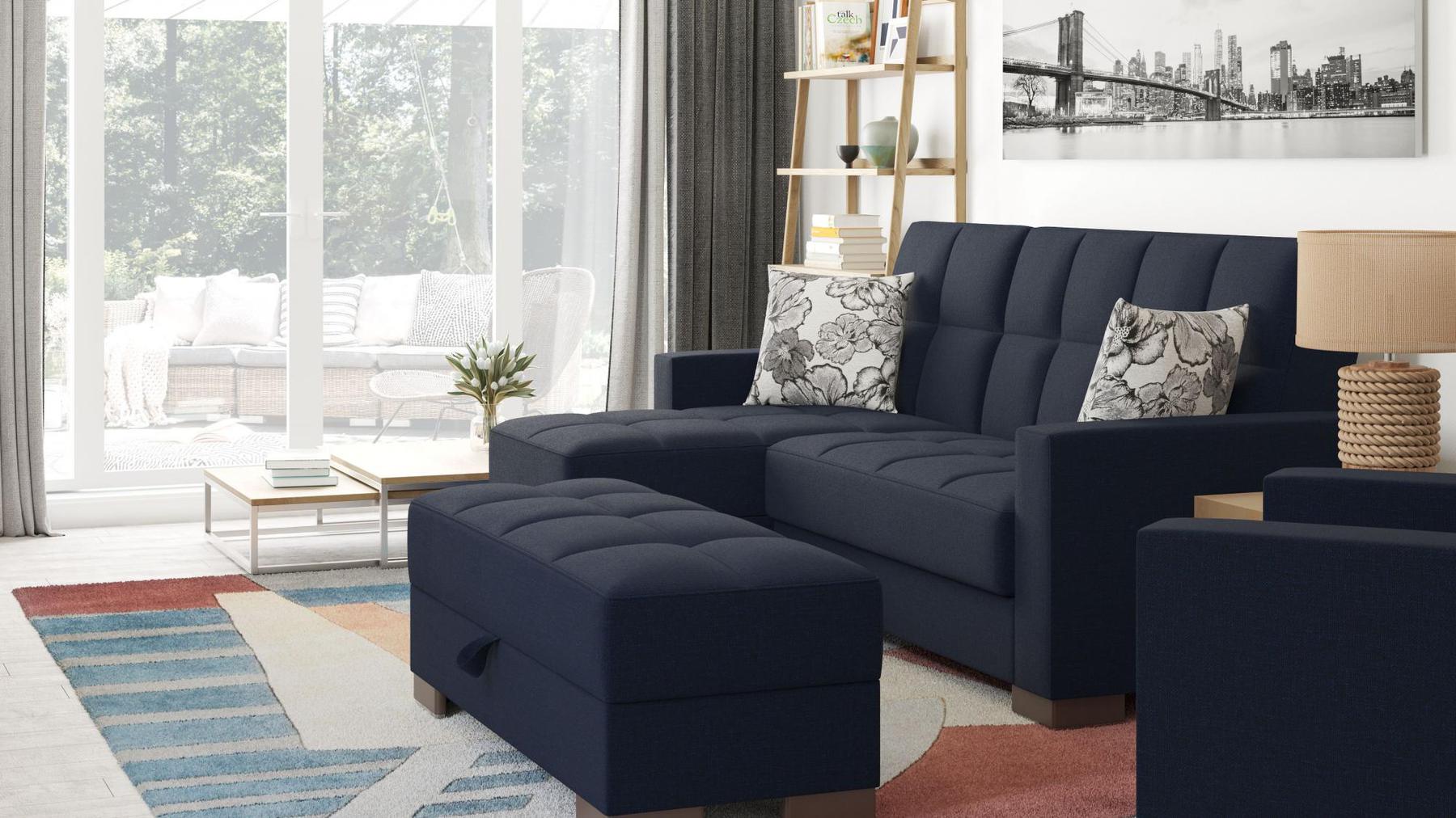 blue sofa sectional
