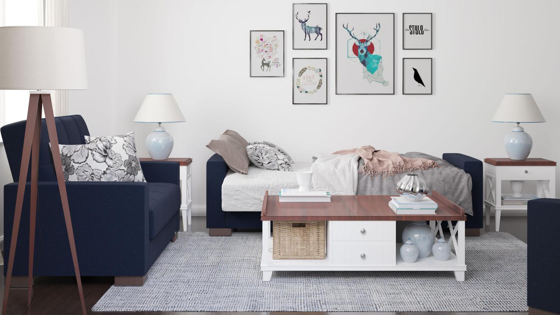 blue fabric sofa 