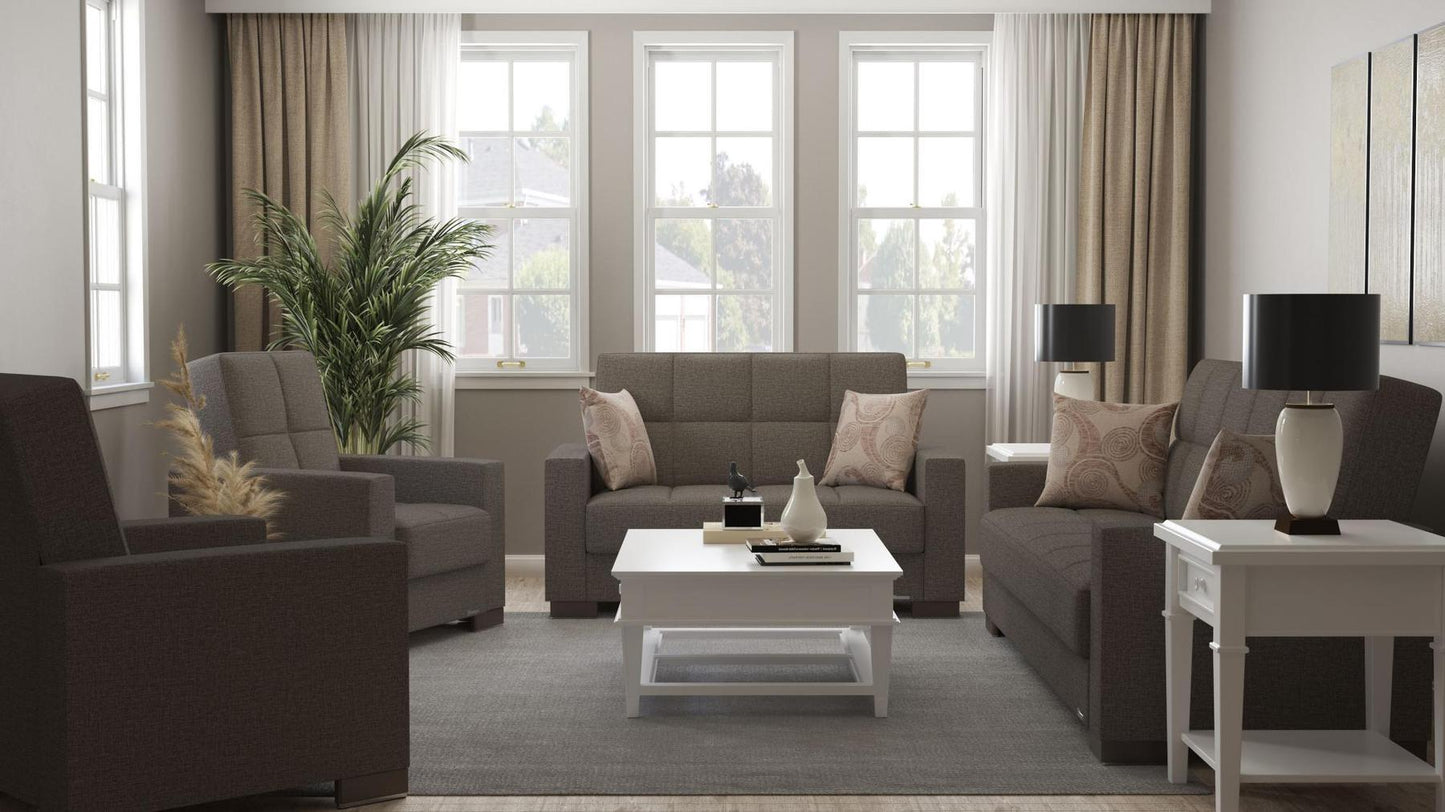 brown fabric sofa set