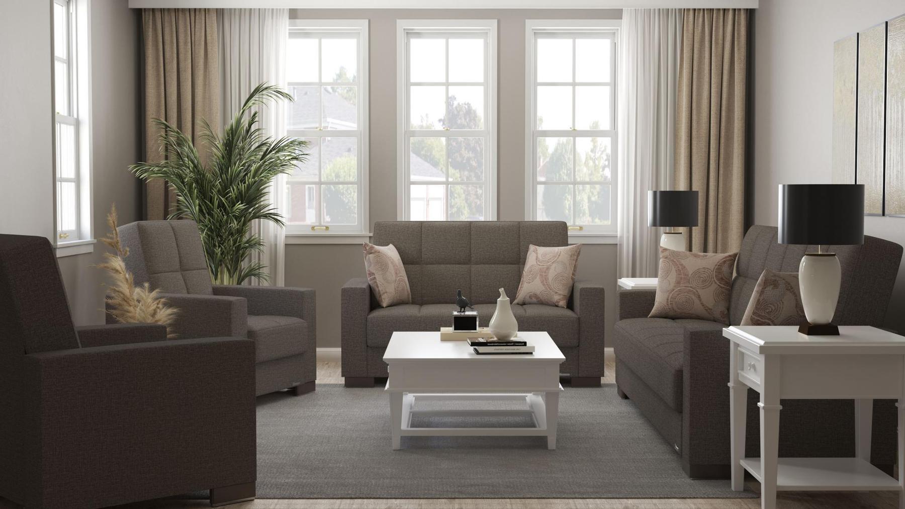 brown fabric sofa set