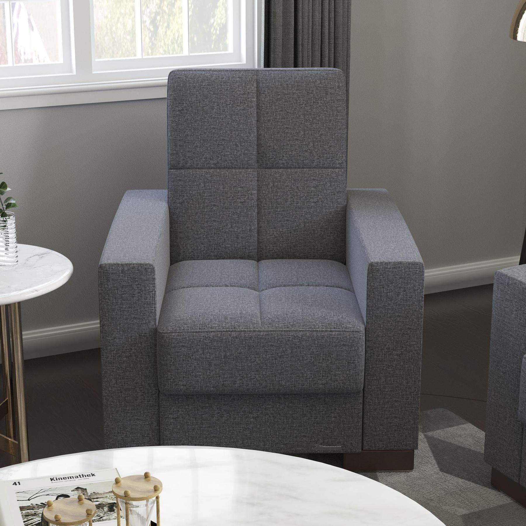 dark grey fabric chair