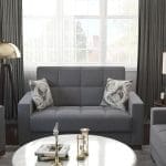 dark grey fabric love seat