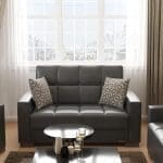 black leather love seat