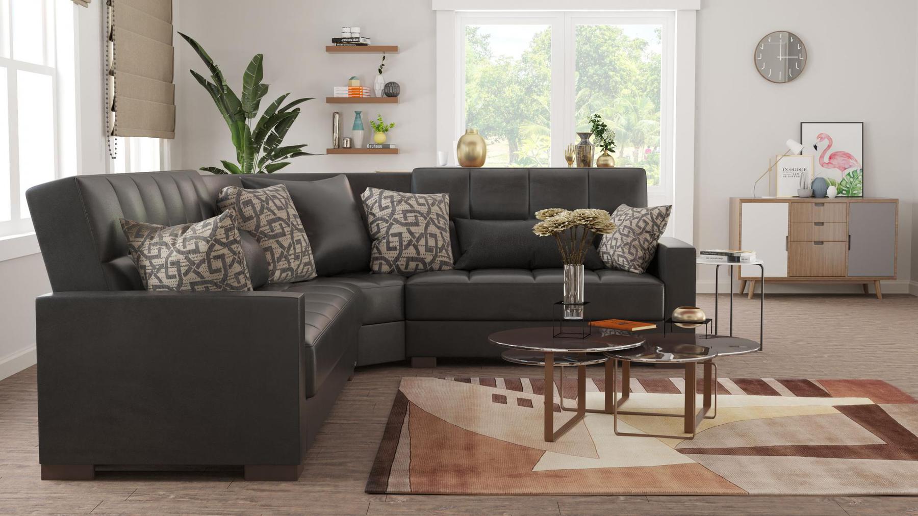 black leather sofa sectional