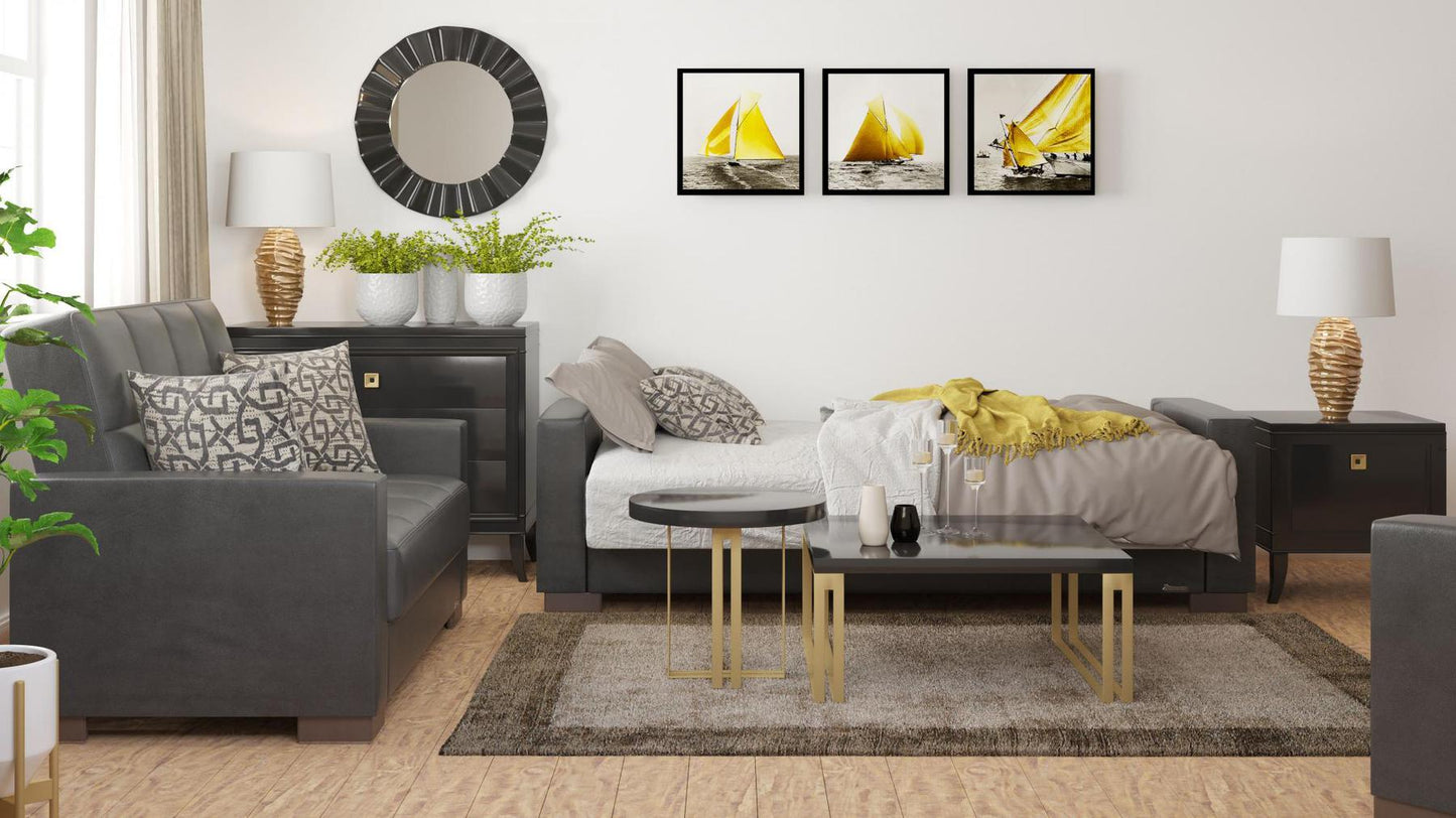 black leather sofa set
